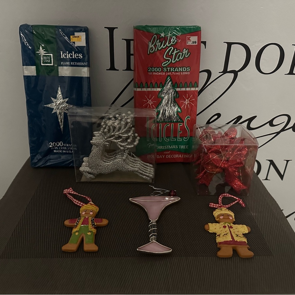Festive Ornaments and Icicle Collection - bundle of 15